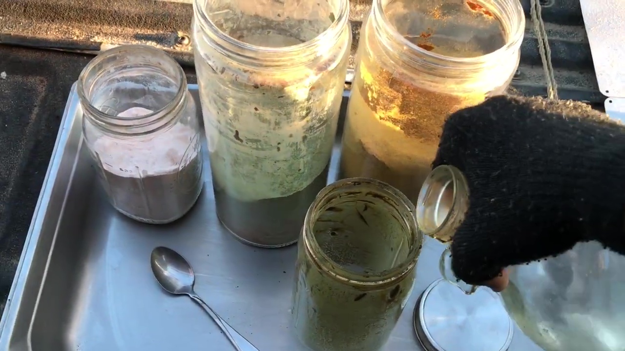 01 Pouring Water Into Spinach Fermentation Jar