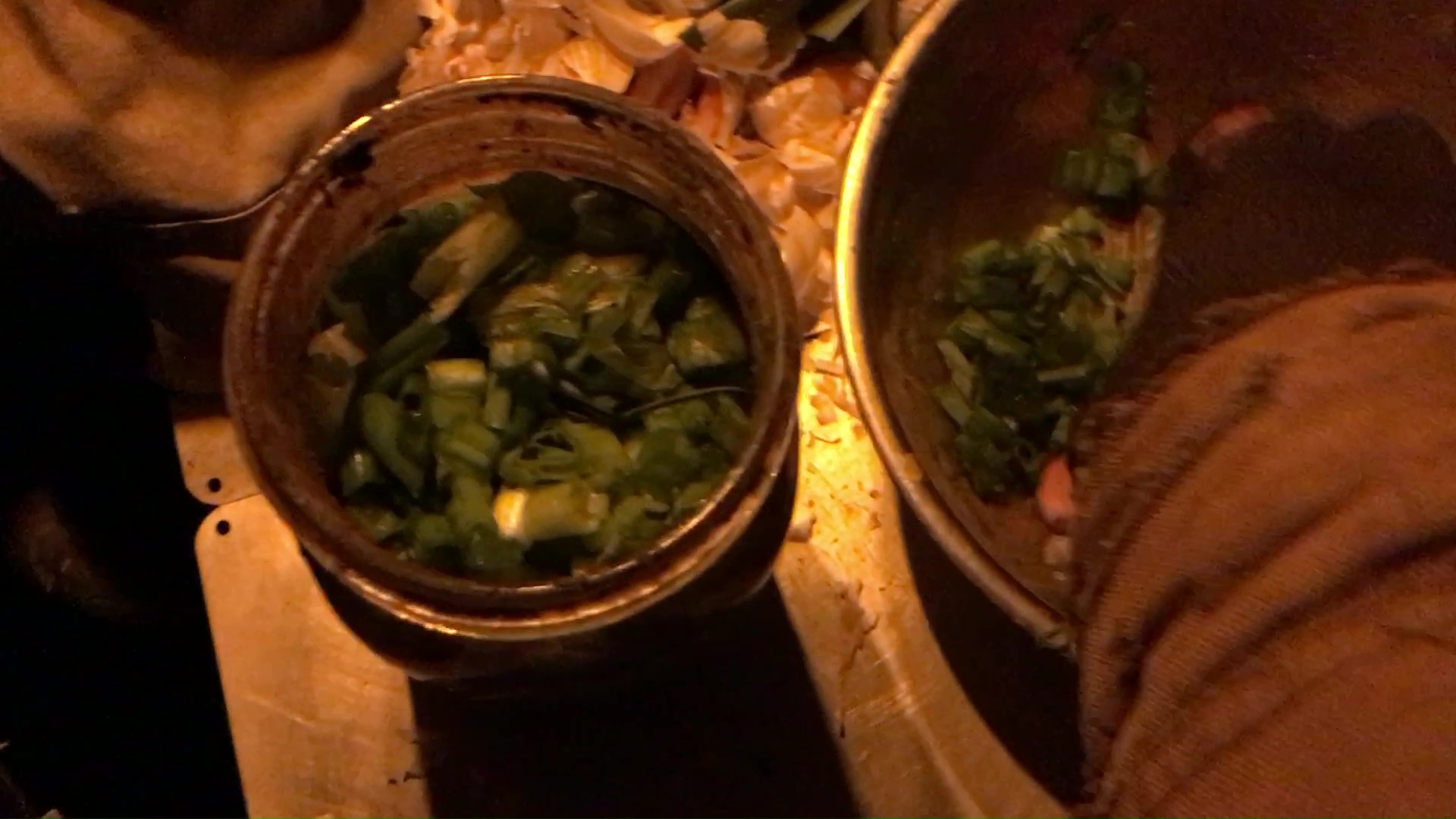 04 Filling Brine Fermentation Jar With Green Onions