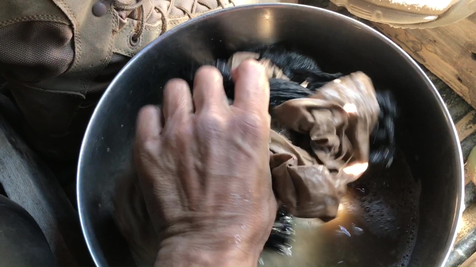 04 Hand Washing Bandana And Neckband With Soap In Metal Pot