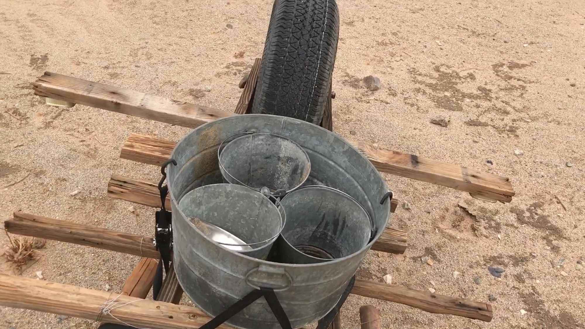 05 Rolling Cart With Pails To Rain Water Catchment Ponds