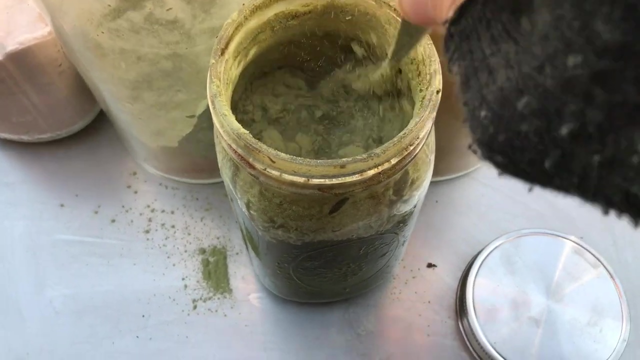 05 Stirring Organic Spinach Powder In Fermentation Jar 01