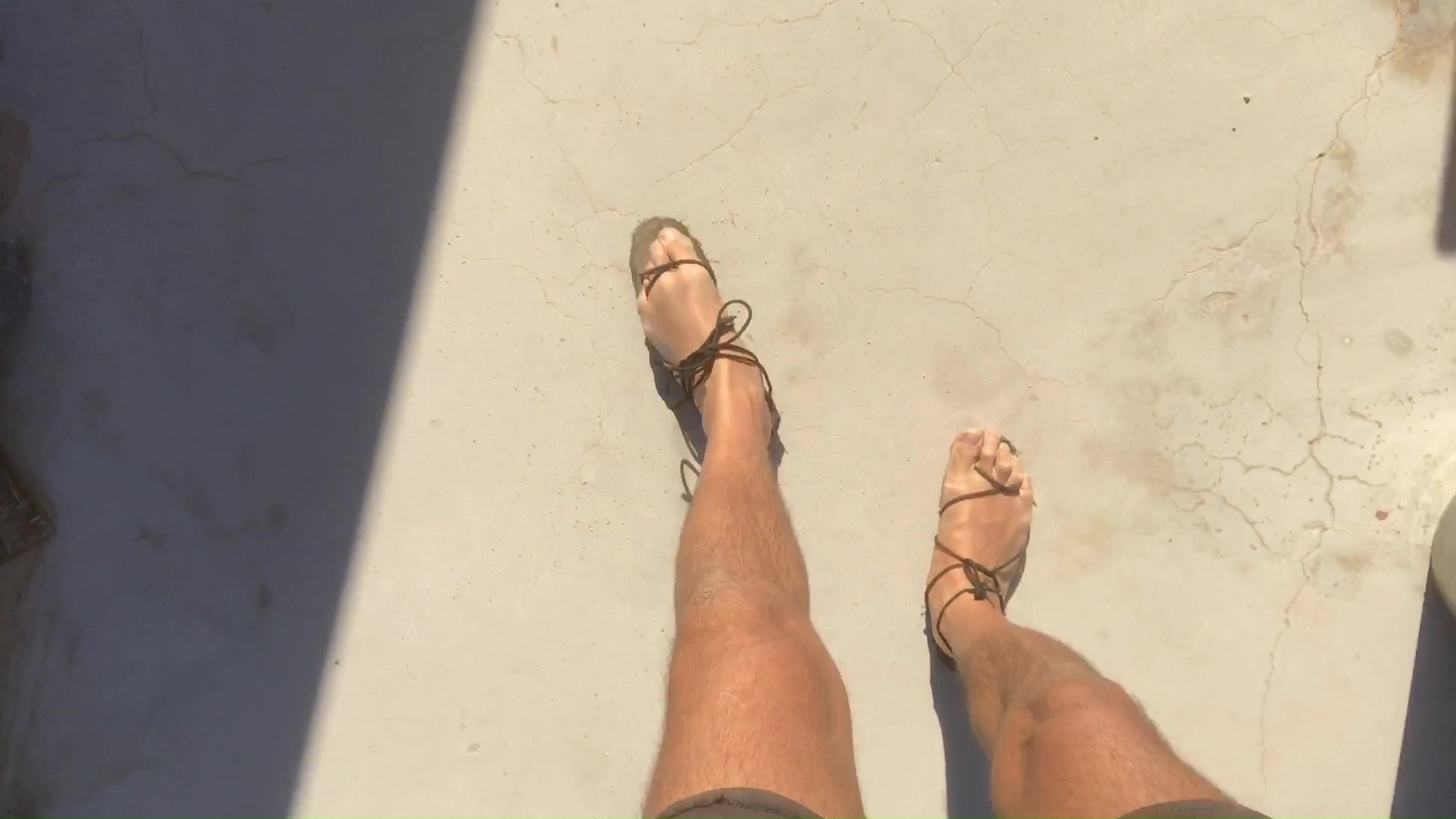 08 Walking On Hot Ground With Paracord Sandals