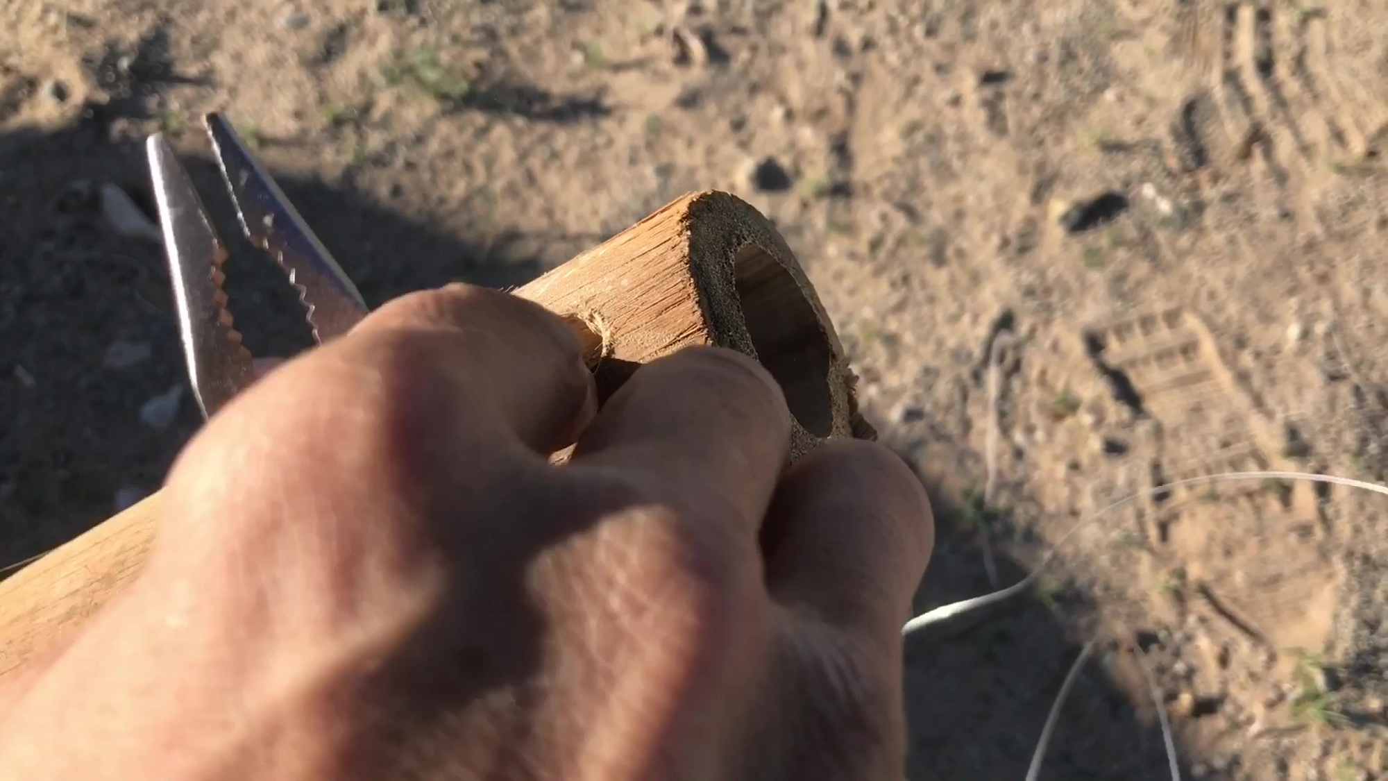 09 Threading Wire Through Bamboo Pole For Web Effect