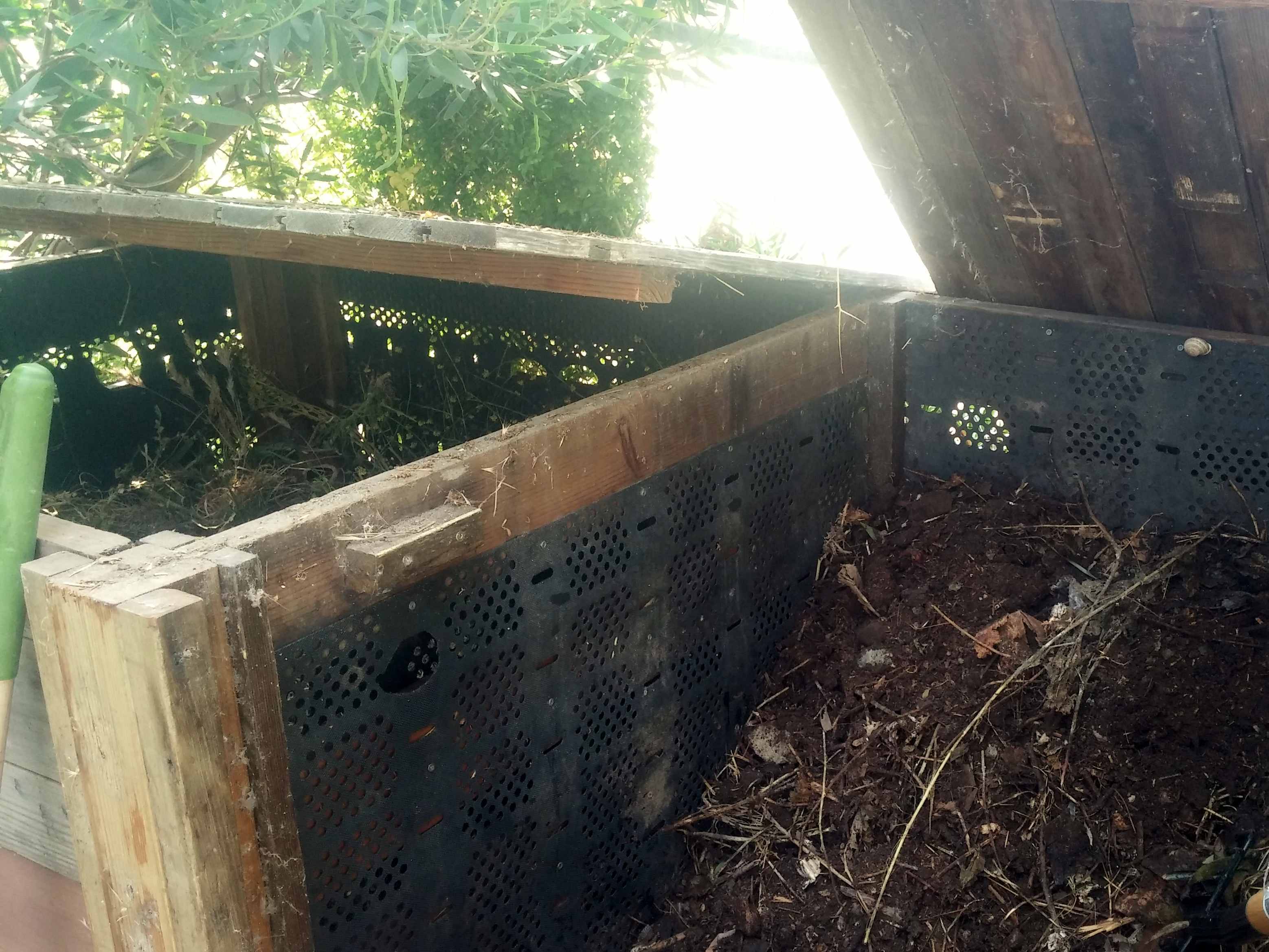 2 Stall Rodent Proof Rotating Thermophilic Compost Heap Bins made of Hardware Cloth & Salvaged Wood