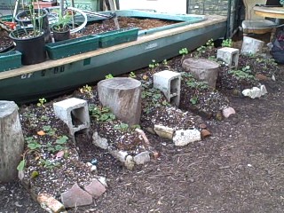 Finger Gardens Between Log Seats