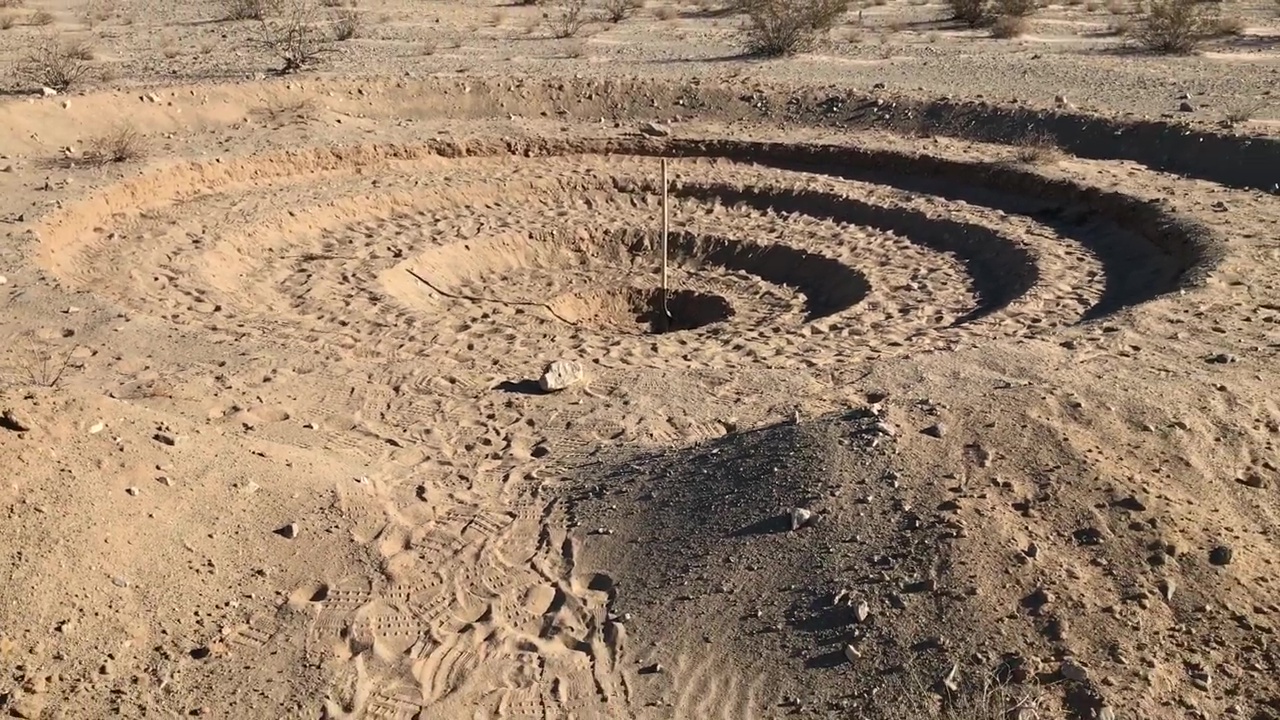 Hand Dug Five Level Concentric Circles Desert Pond Pit for Rain Water Catchment System