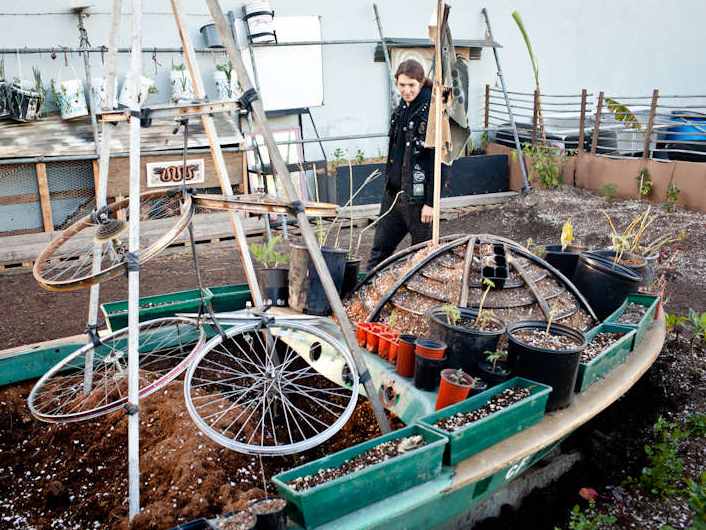 Salvaged Boat Outdoor Nursery in the Survival Garden