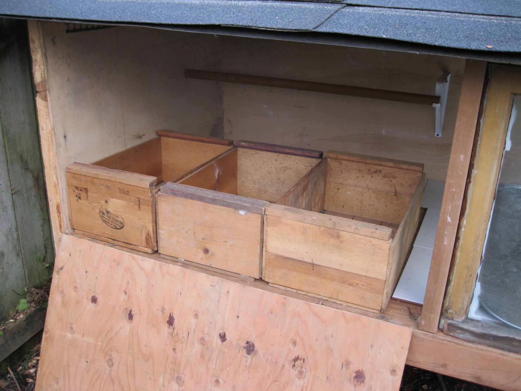 Salvaged Lumber Urban Backyard Chicken House Nesting Boxes